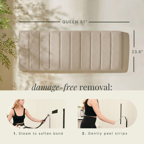 Hearth & Harbor wall-mounted headboard with adhesive tape offers tool-free, quick installation.