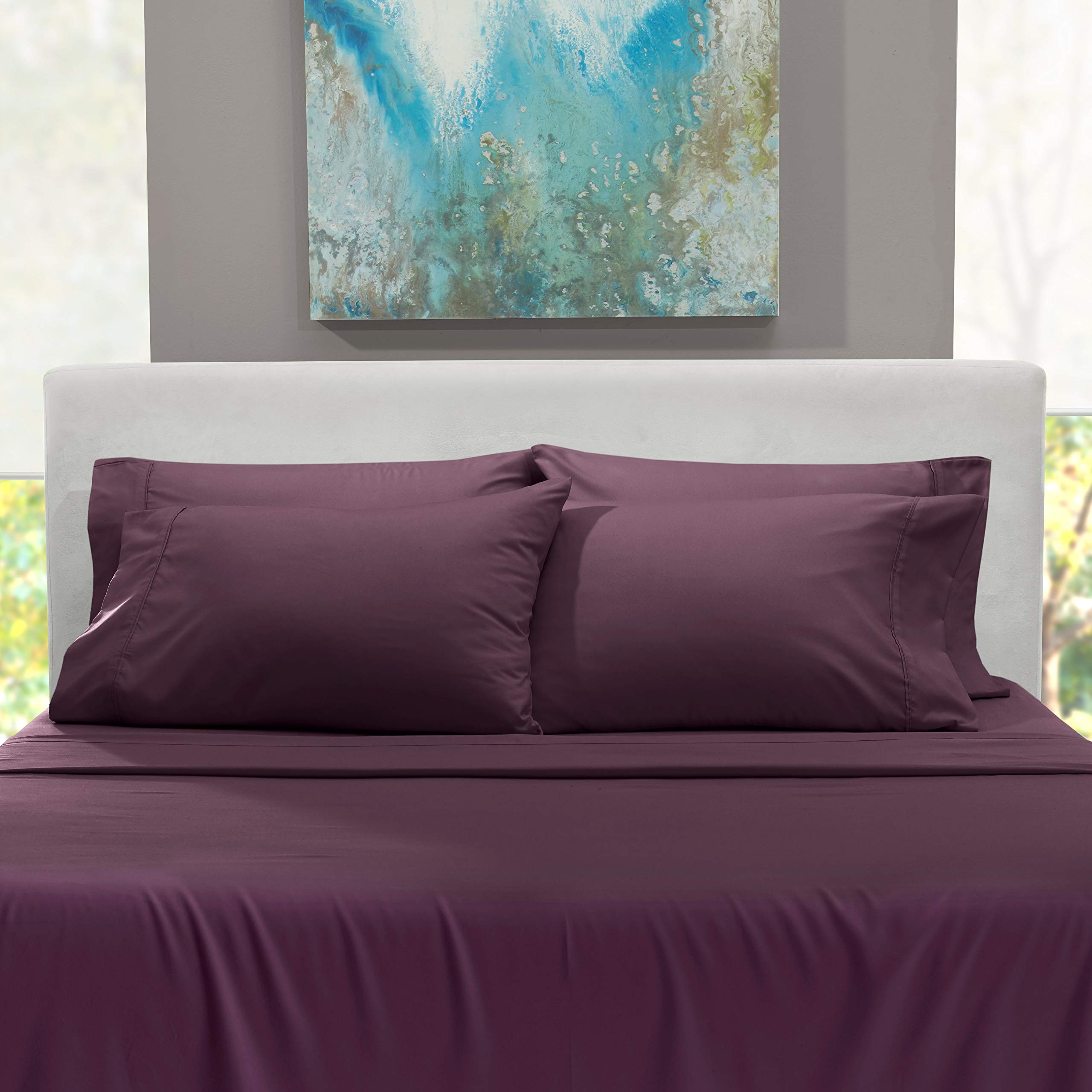 Hearth & Harbor wrinkle-resistant fabric closeup suggests easy maintenance and tidy bedding