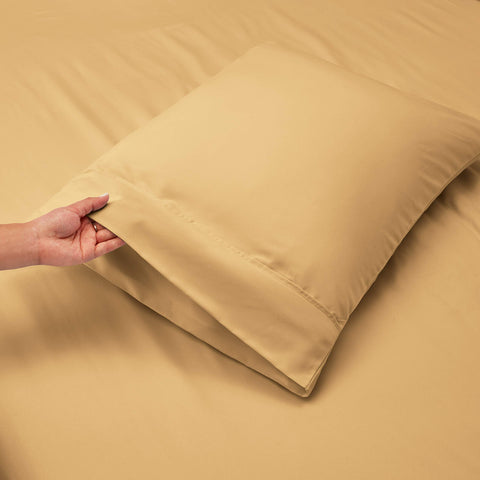 Hearth & Harbor wrinkle-resistant microfiber keeps bed tidy and inviting.