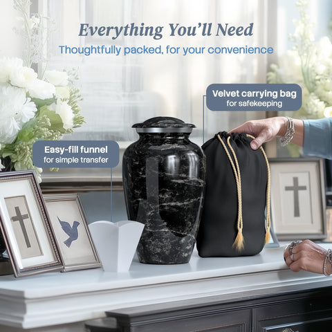 Hearthy Home decorative funeral urn for adults, display-ready centerpiece.