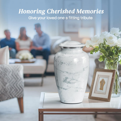 Hearthy Home large urn on mantel display as a serene memorial focal point