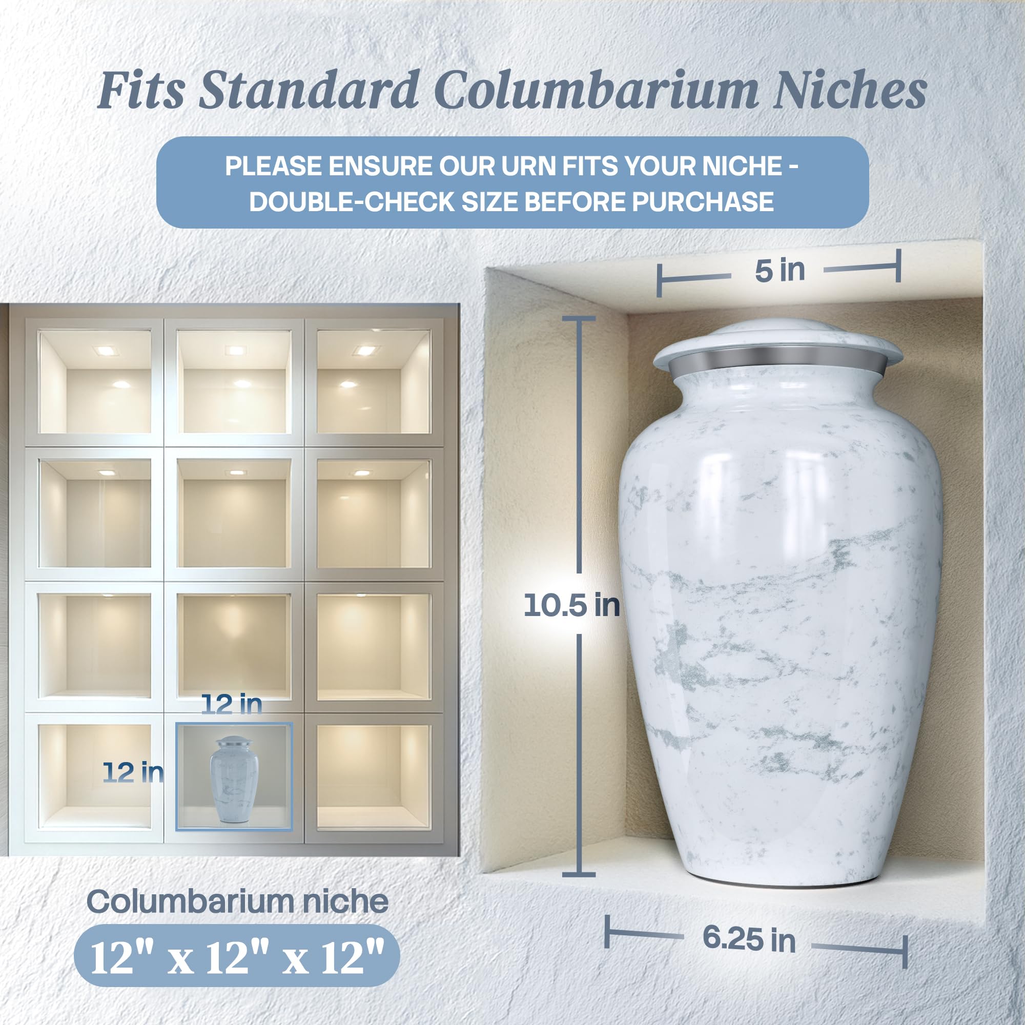 Hearthy Home large urn side view showing elegant proportions for home shelf or altar