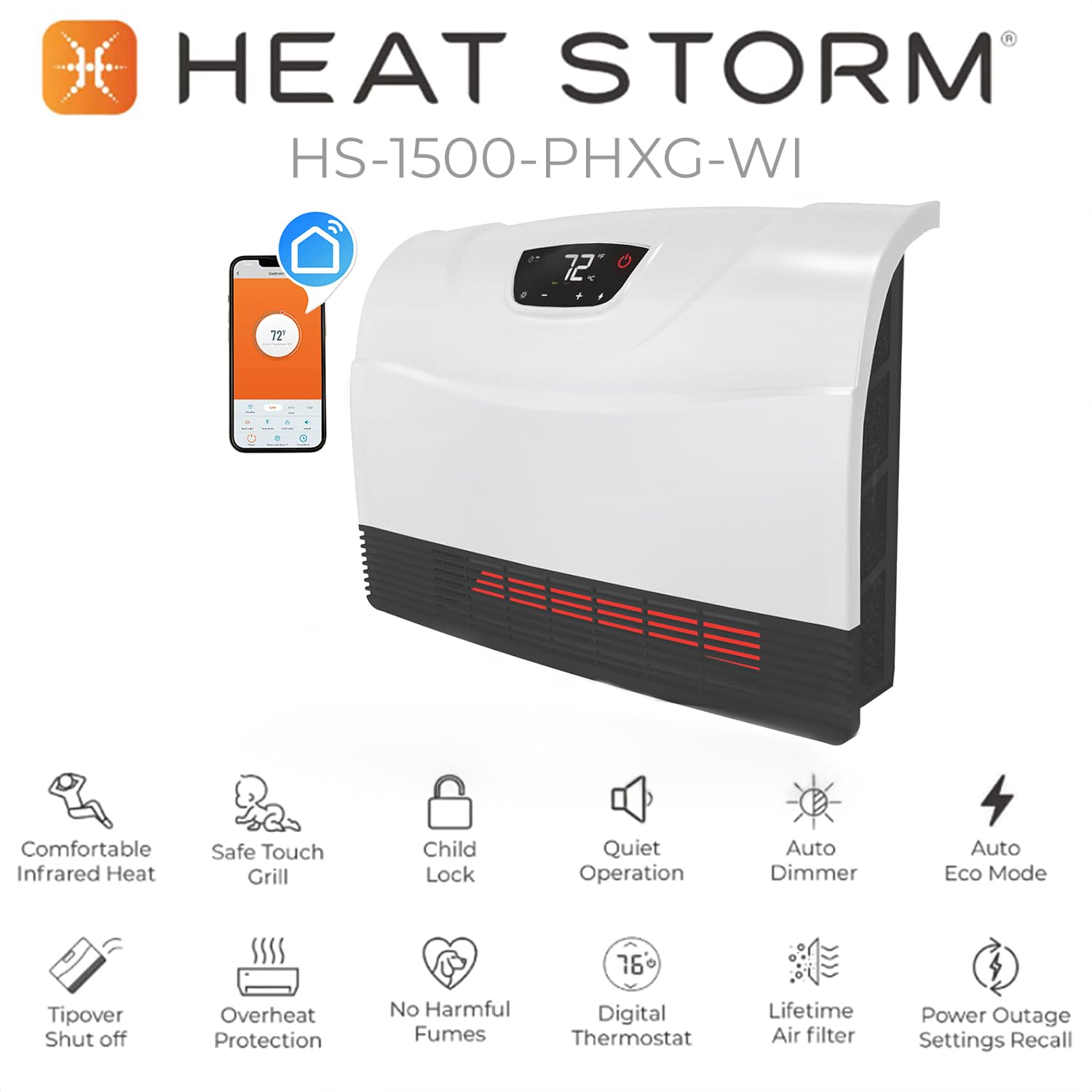 Heat Storm remote control included for effortless temperature adjustments from bed or desk.