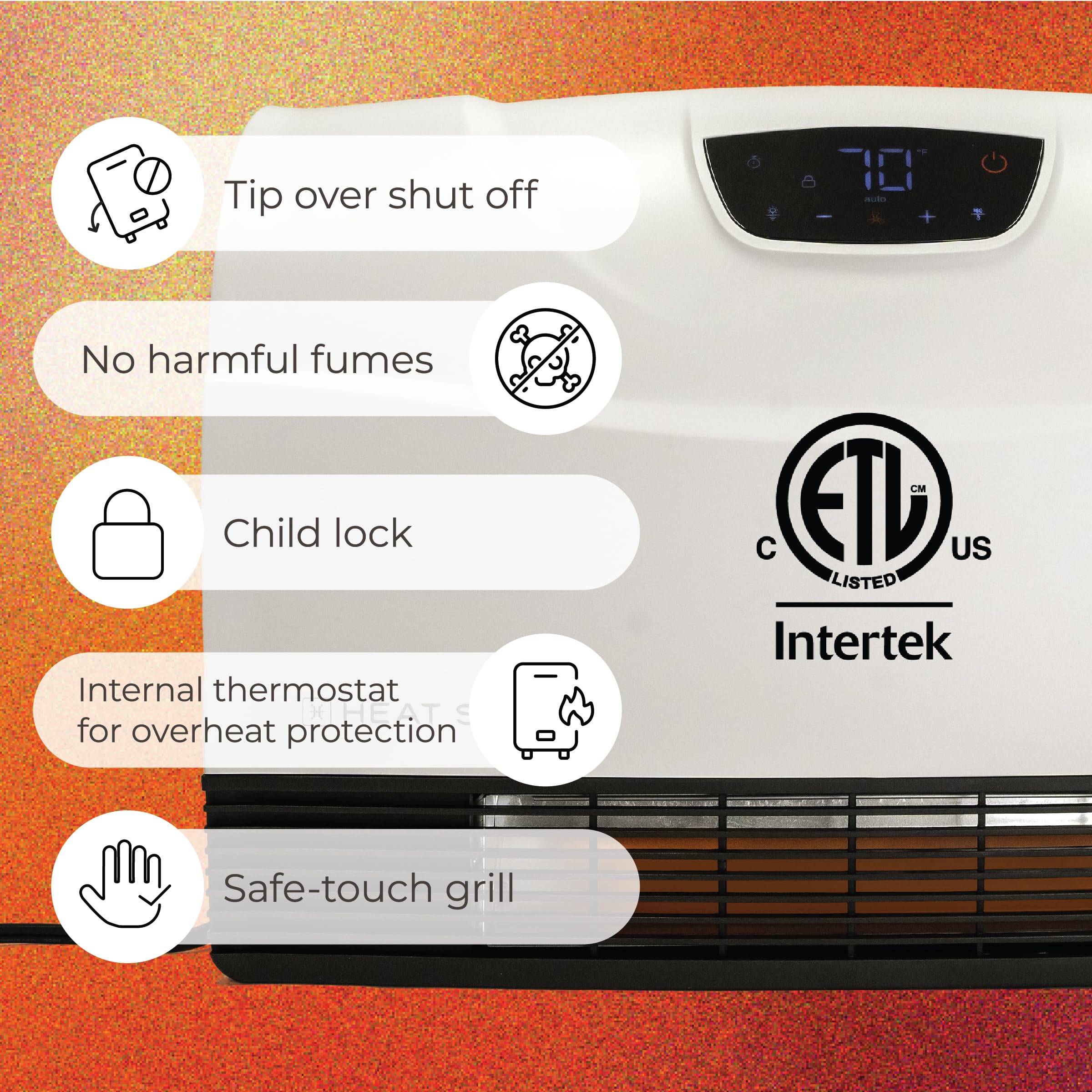 Heat Storm wall-mount bracket secures the heater while saving floor space.