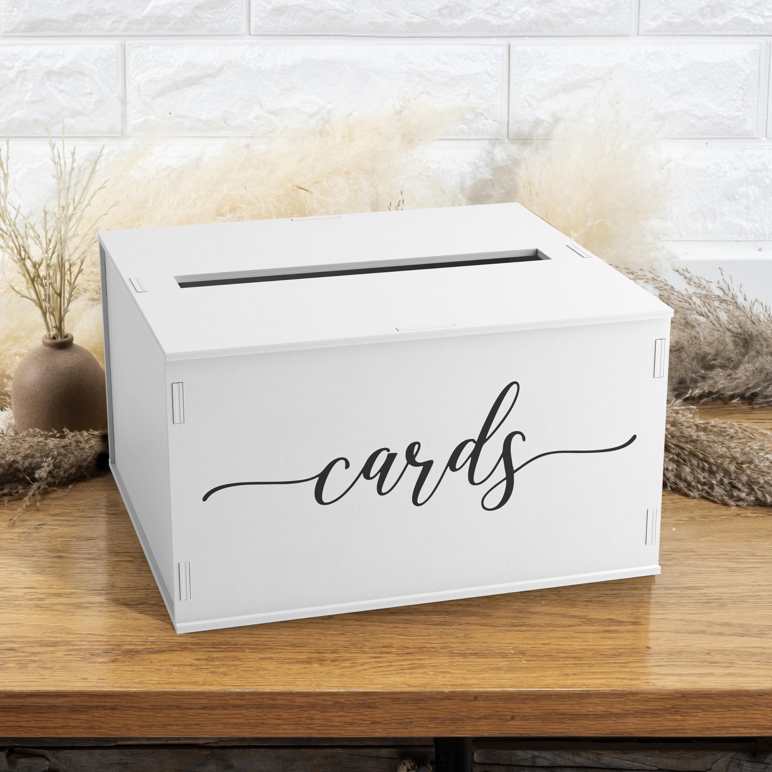 Heather and Willow natural wood finish card box highlighting rustic charm for ceremonies.