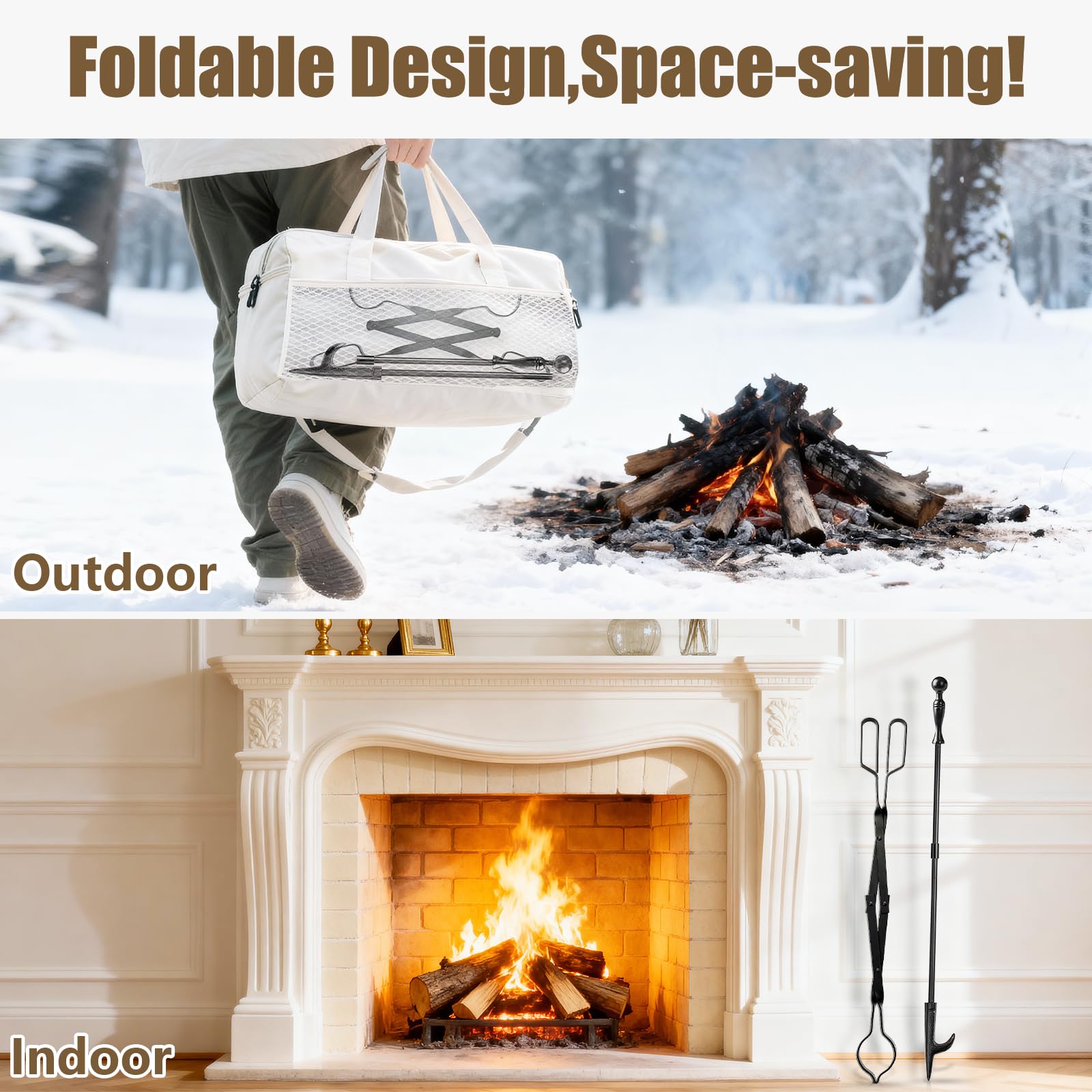 Tools suitable for indoor and outdoor fireplace use