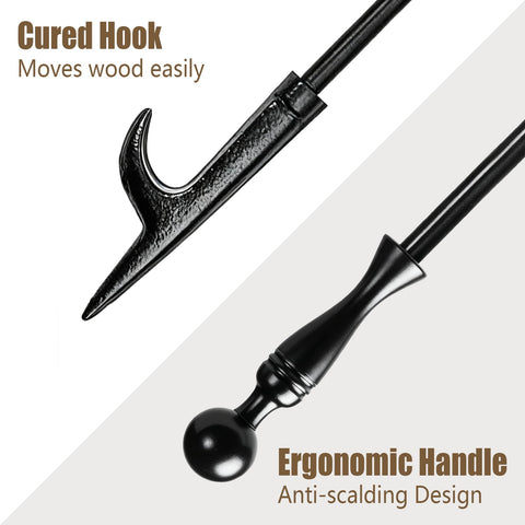 Rust-resistant powder-coated finish on heavy-duty fireplace tools