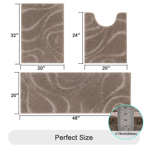 HEBE RUGS coffee U-shaped contour mat secures toilet area