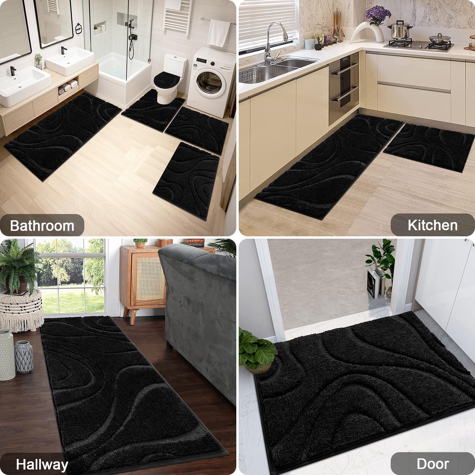 HEBE RUGS U-shaped contour rug around the vanity area