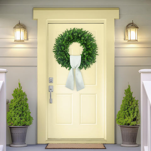 20 inch diameter wreath provides balanced scale for standard doors