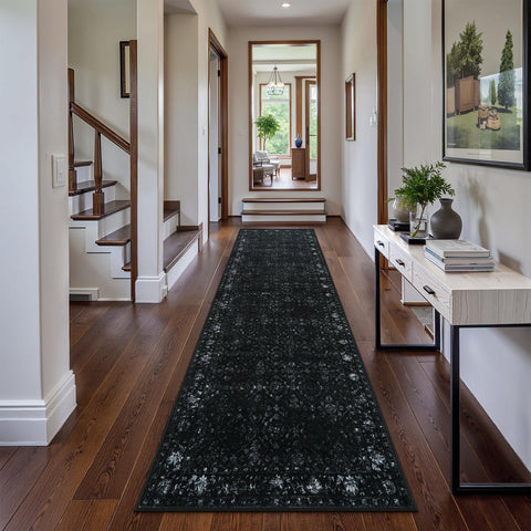 Hedlive non-slip backing keeps the hallway rug securely in place.
