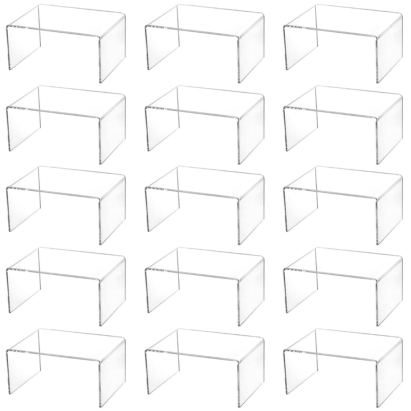 Hedume clear acrylic display riser front view enhances countertop organization