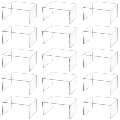 Hedume clear acrylic display riser front view enhances countertop organization