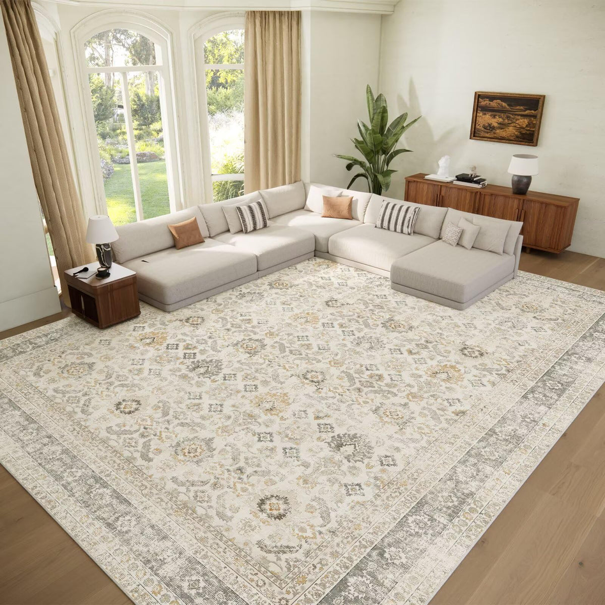 Hedwior washable 9x12 rug for living room with easy maintenance