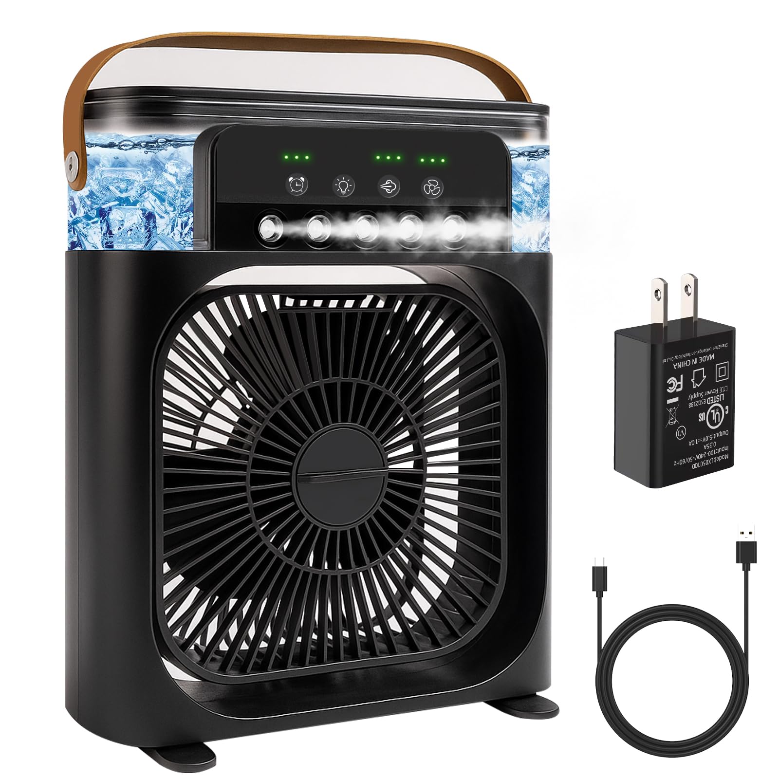 HEEYCEM portable AC fan with compact design ideal for desk and nightstand cooling.