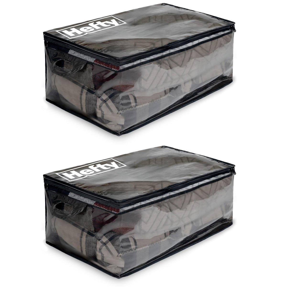 Hefty extra-large moving bag front view with rugged double zipper for heavy loads