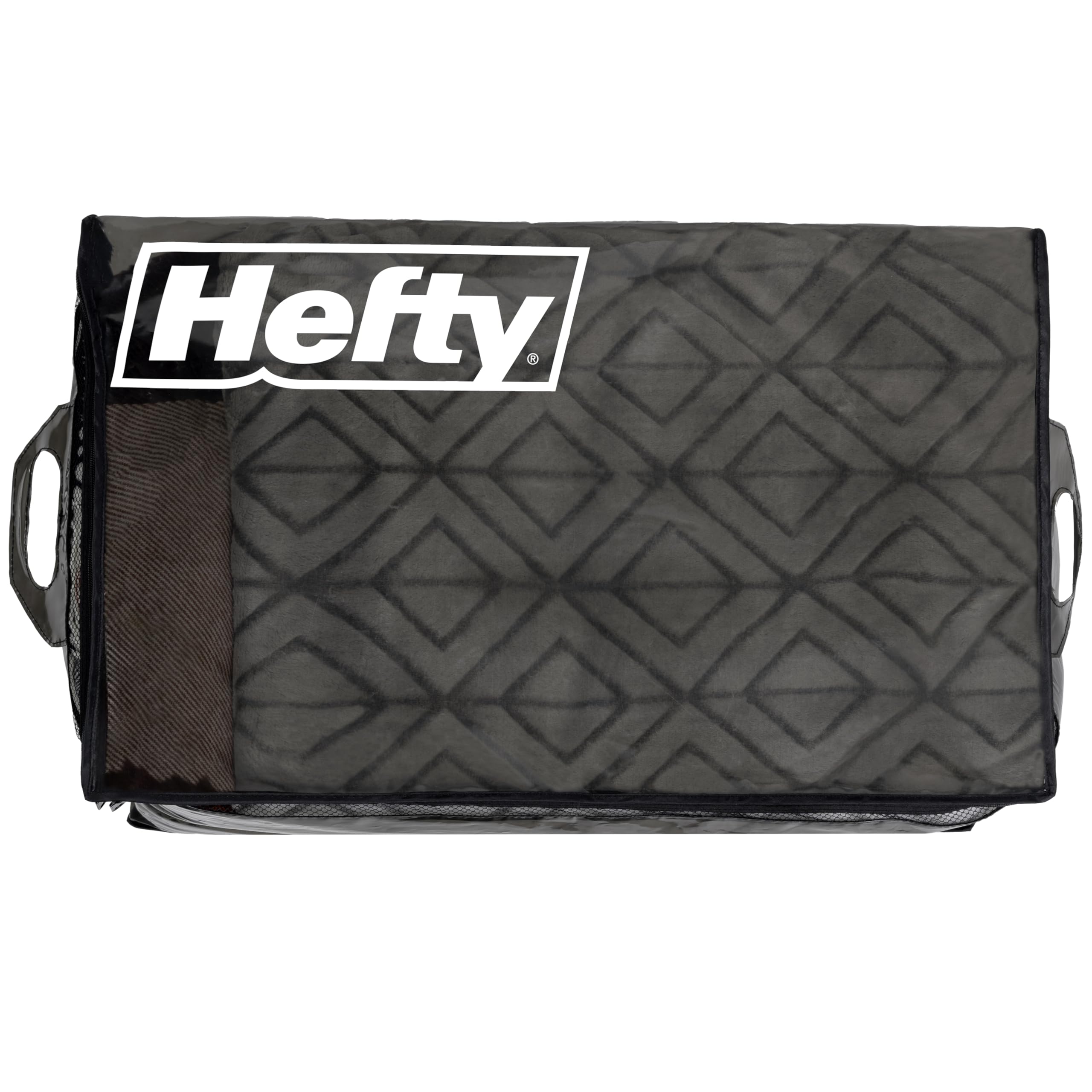 Close-up shows reinforced stitching on Hefty moving bag
