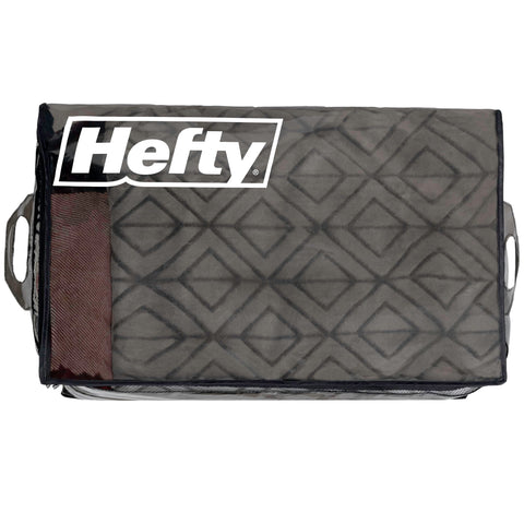 Close-up shows reinforced stitching on Hefty moving bag