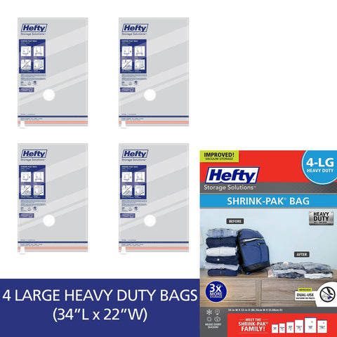 Hefty Shrink-Pak vacuum bag with closed zipper demonstrates airtight seal.