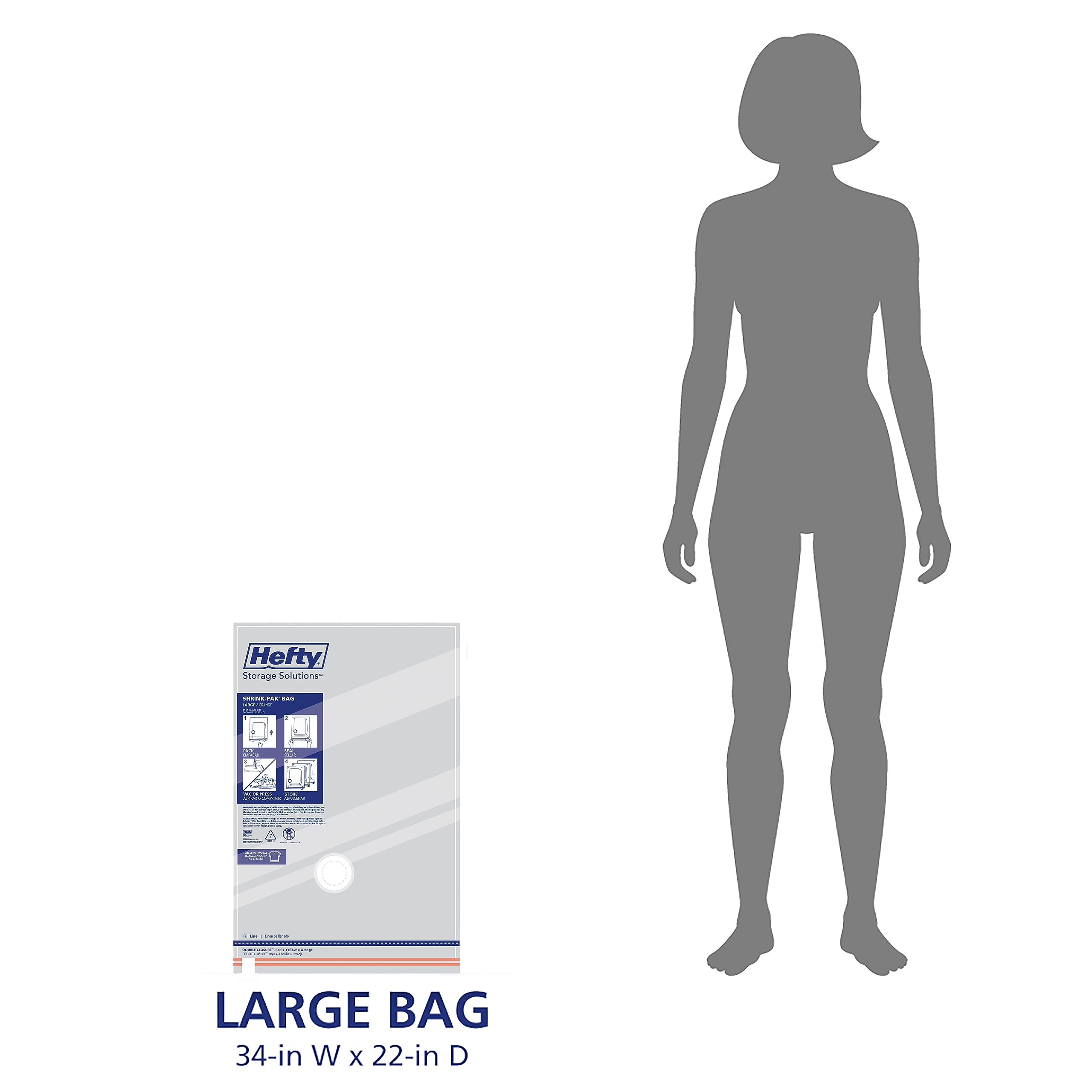Versatile Hefty Shrink-Pak bag shown for home storage and travel packing.