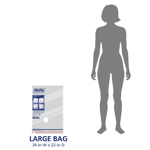 Versatile Hefty Shrink-Pak bag shown for home storage and travel packing.