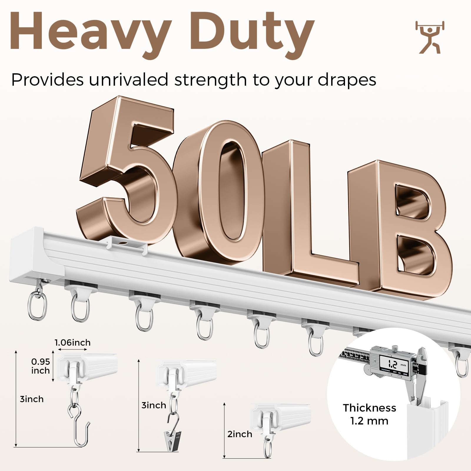 Hei! dear 30 rollers enable quiet, smooth curtain gliding