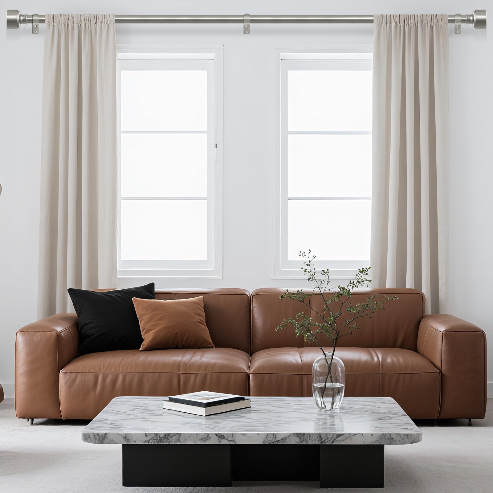 Hei! Dear heavy-duty 1-inch curtain rod provides solid support for heavier drapes.