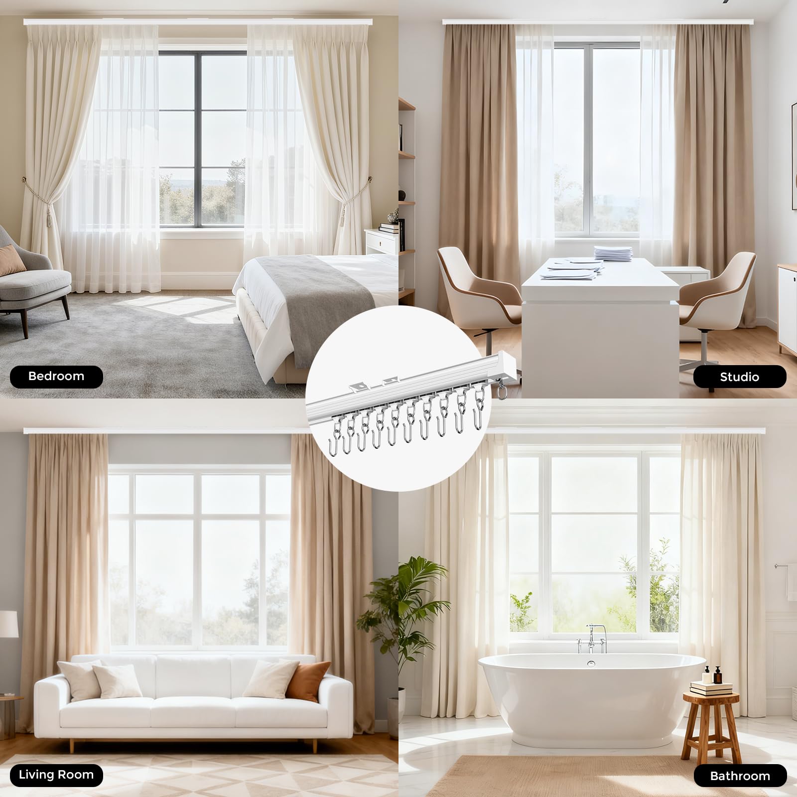 Hei! dear sturdy S-hooks and clips secure various curtain styles