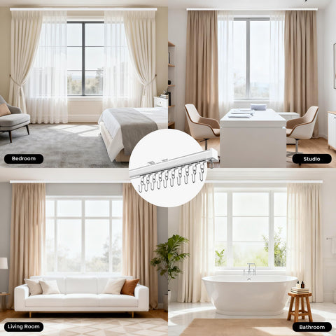 Hei! dear sturdy S-hooks and clips secure various curtain styles