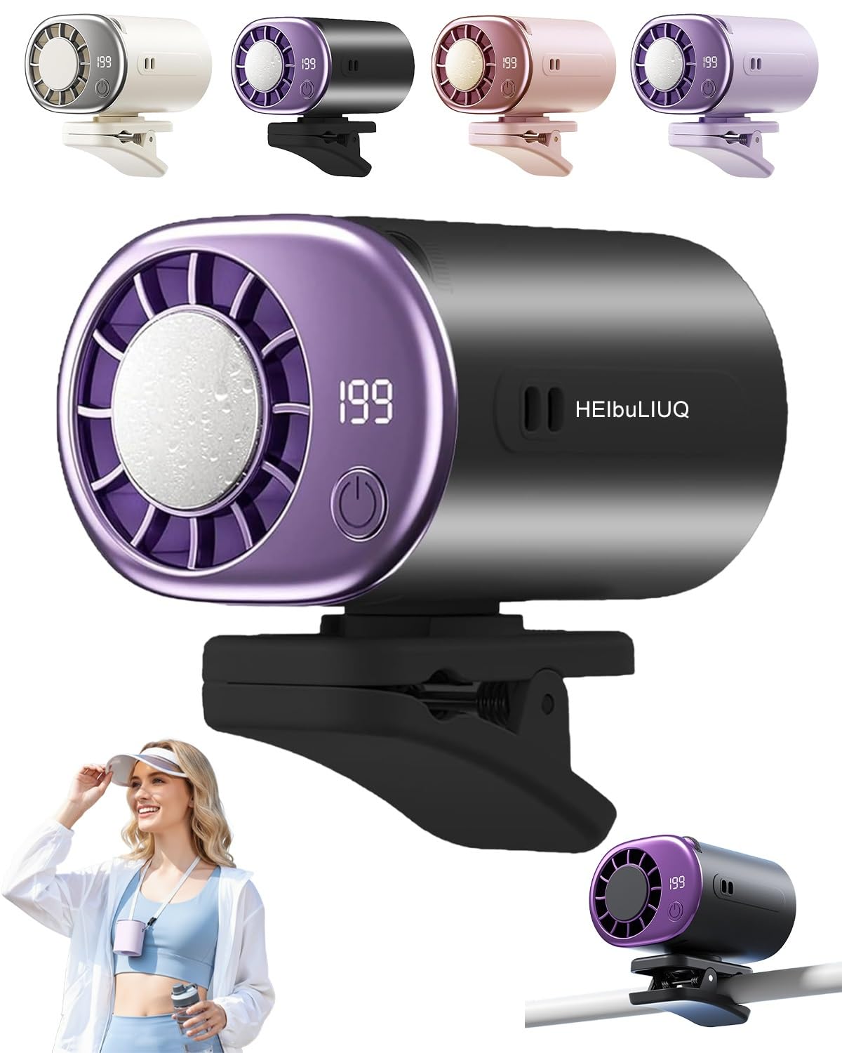 HEibuLIUQ car clip-on air conditioner fan with LED display cools dashboard corners