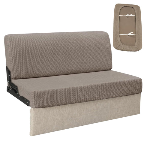 Heicofer RV couch cover backrest provides a snug jackknife fit and spill protection.