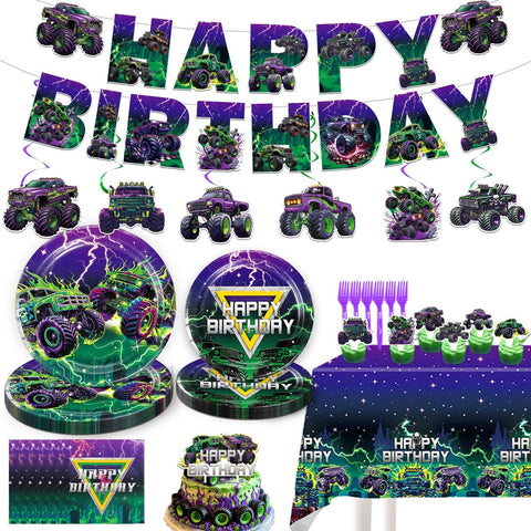 Heidaman Monster Truck banner enhances party decor with bold visuals