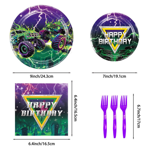 Heidaman Monster Truck 9-inch plates for sturdy kids' dining