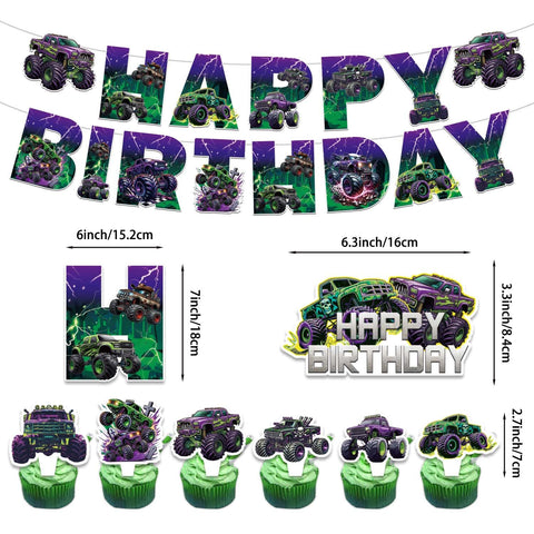 Heidaman Monster Truck tablecloths create a coordinated party base