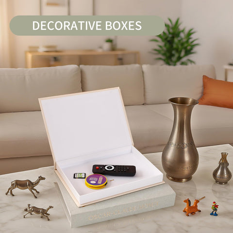 HeidMiduo hollow faux books offer hidden storage for keys and mementos.