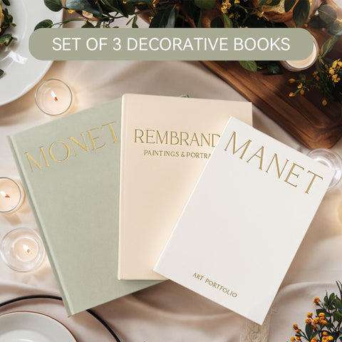 HeidMiduo linen-covered faux books with sage beige white tones enhance shelf decor.