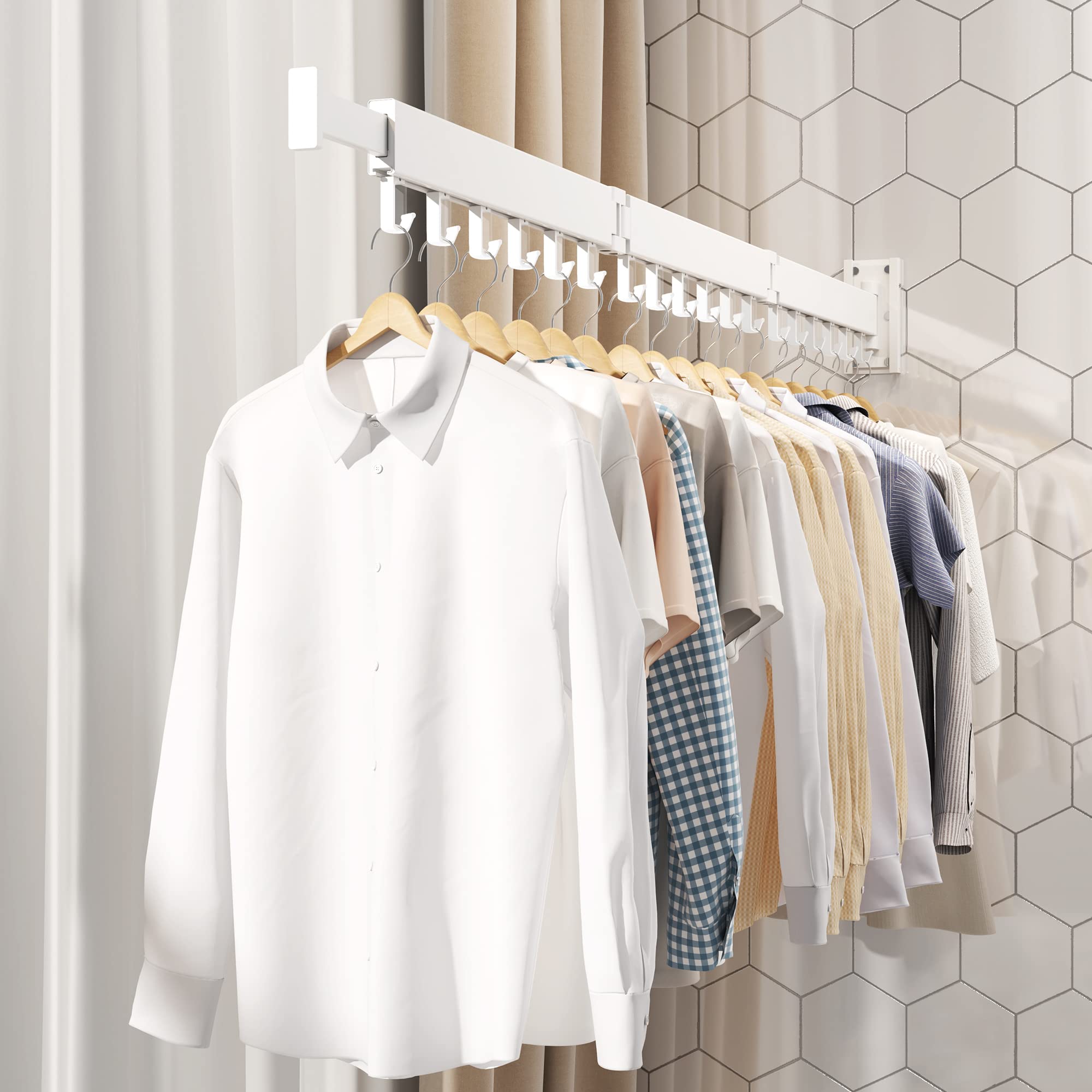HEILAIYI folded rack fits neatly against the wall when not in use
