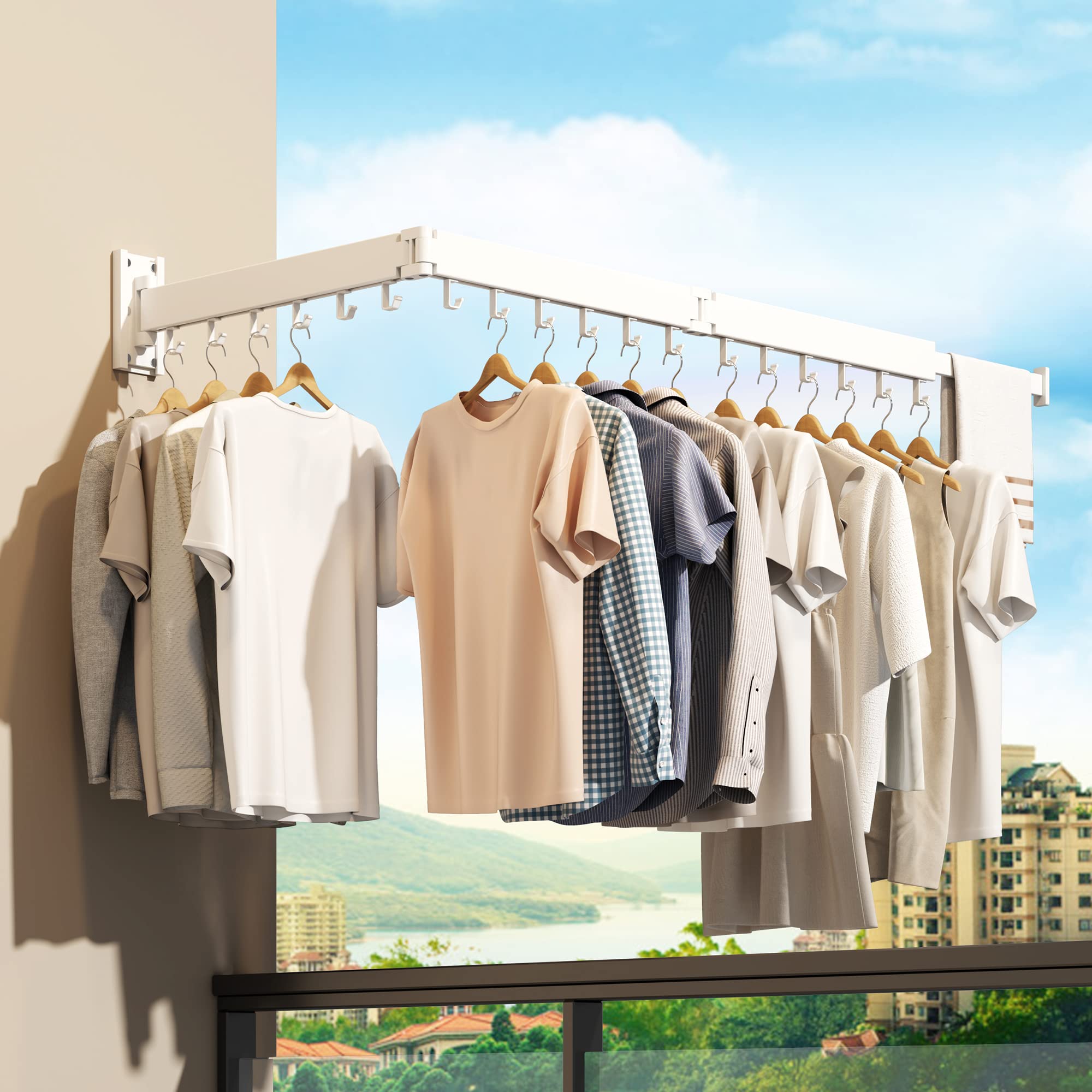 HEILAIYI wall-mounted rack with 18 hooks for direct hanging