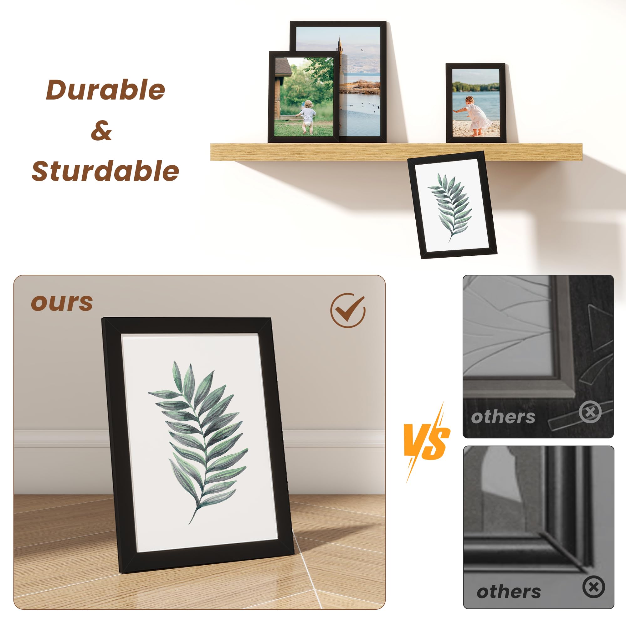 Heimlove 5x7 frame wooden stand display for tabletop or wall use