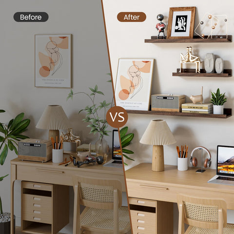 Heimlove shelves displaying photos, frames, and small decor securely.