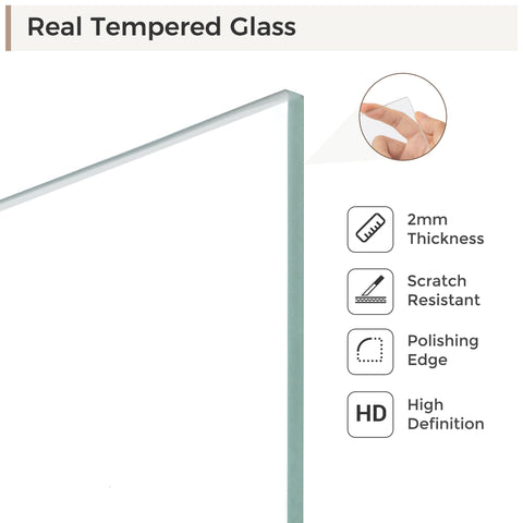 Heimlove frame includes 2 mm tempered glass for clear, protective viewing.