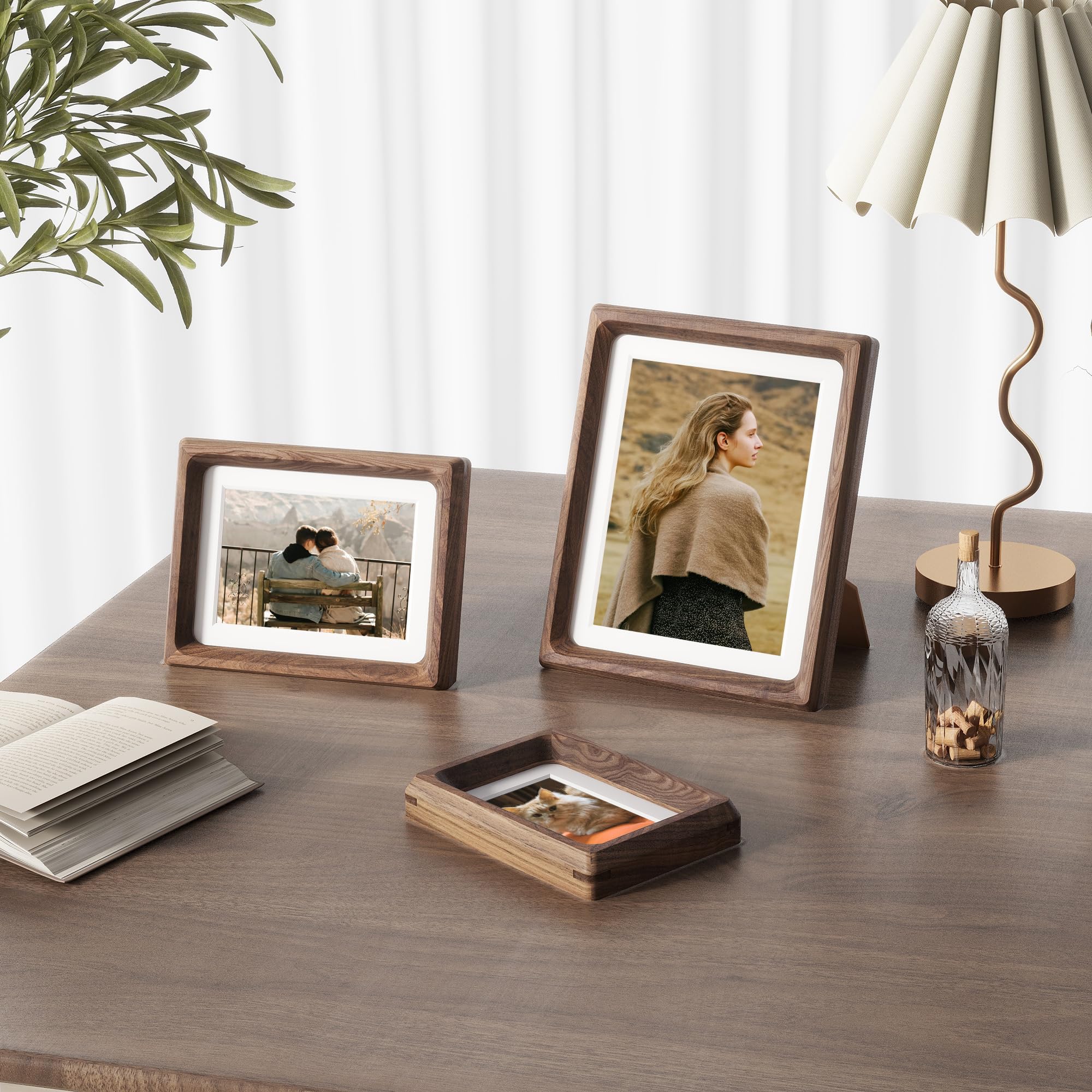 Heimlove walnut frame side detail shows unique grain patterns that make each piece special.