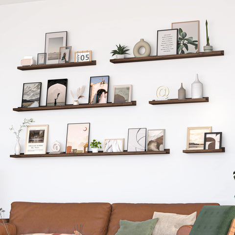 Heimlove walnut wood wall shelf adds warm, durable storage for books and frames