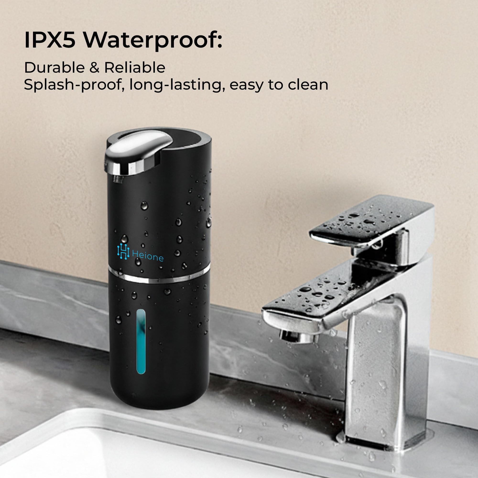 Heione wall-mount with traceless stickers offers flexible placement.