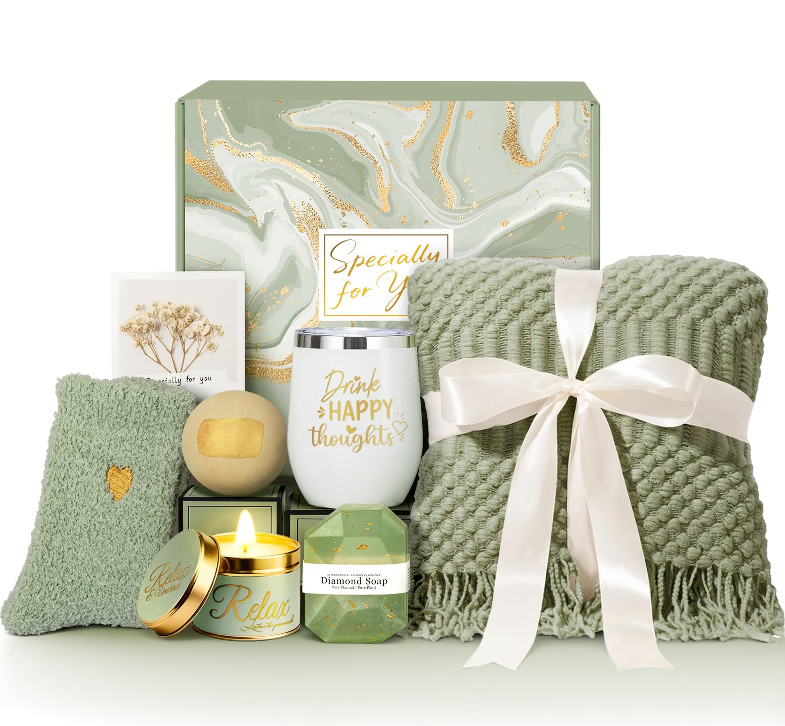 HEIPIZL Mothers Day gift set with fringed blanket for cozy relaxation.