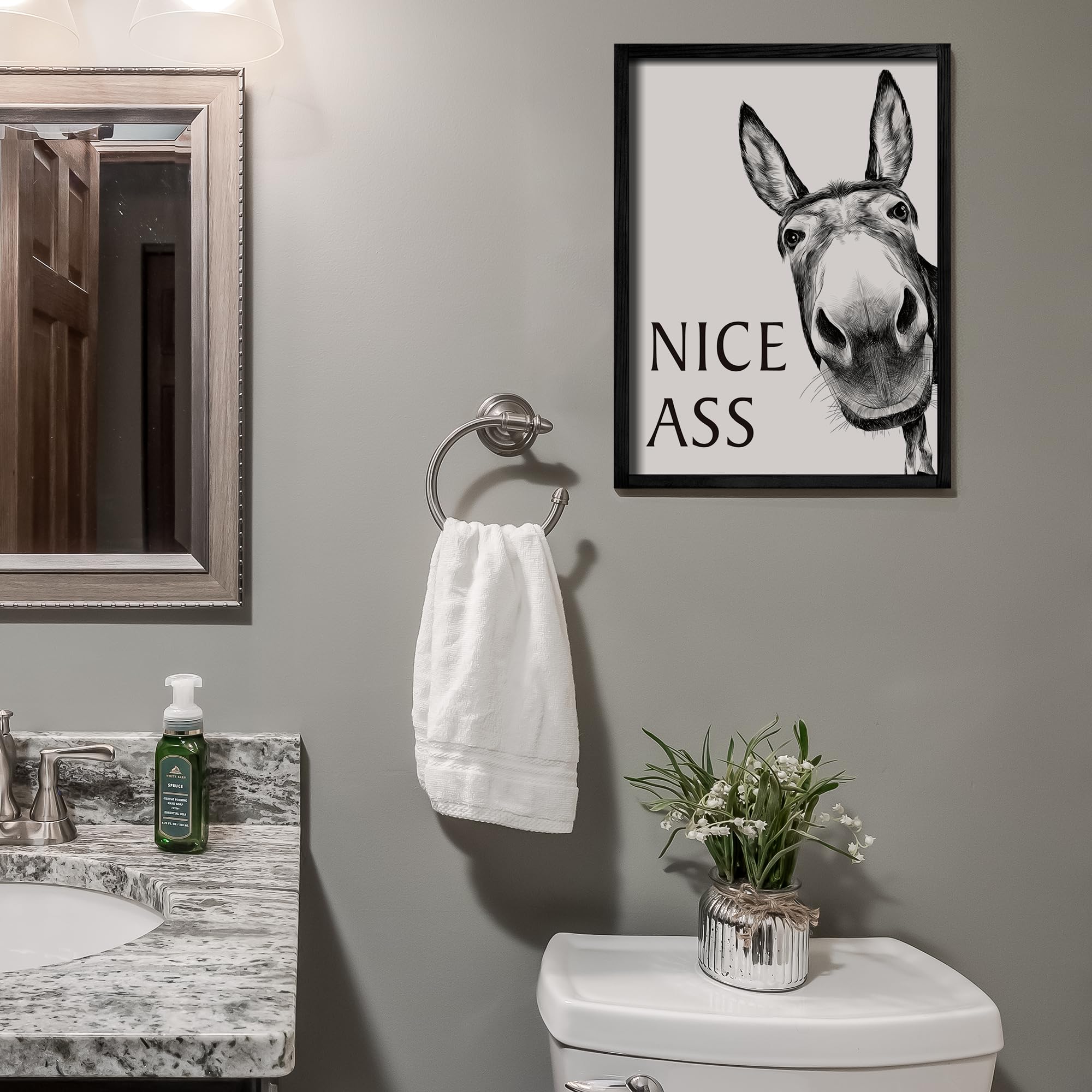 Heiple farmhouse wall art for bathroom creates a focal point in small spaces.