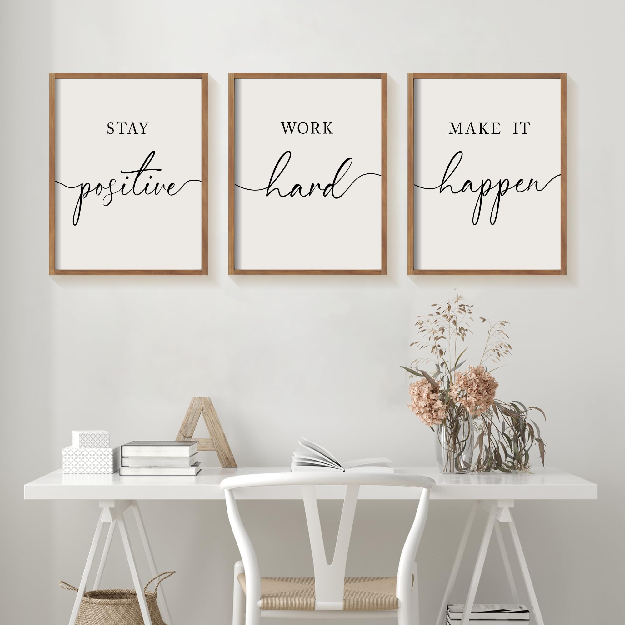 Heiple framed wood wall art closeup showing crisp black lettering.