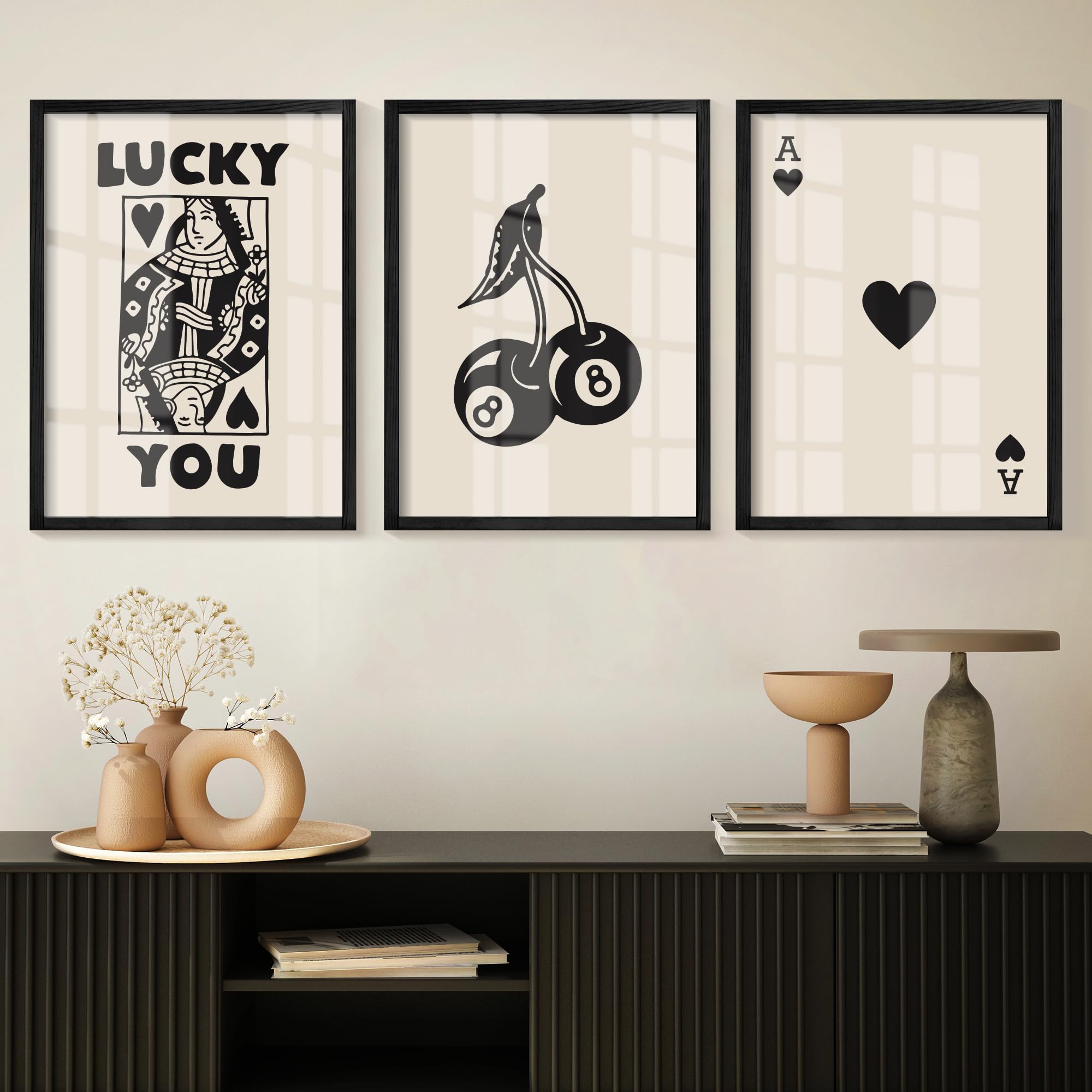 Heiple Lucky You poker wall art trio adds stylish charm to your living room.