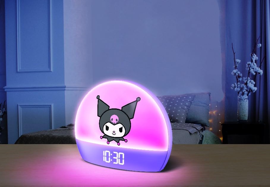 Hello Kitty Sunrise Alarm Clock multicolor lights create a customizable morning ambiance.