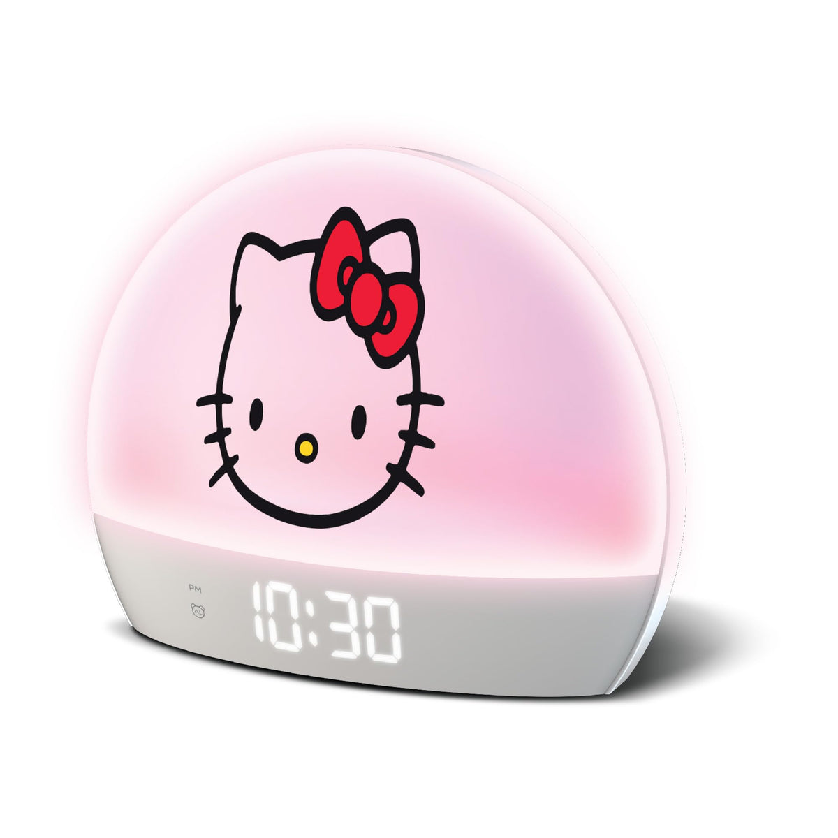 Hello Kitty Sunrise Alarm Clock demonstrates sunrise simulation for a gentle wake.